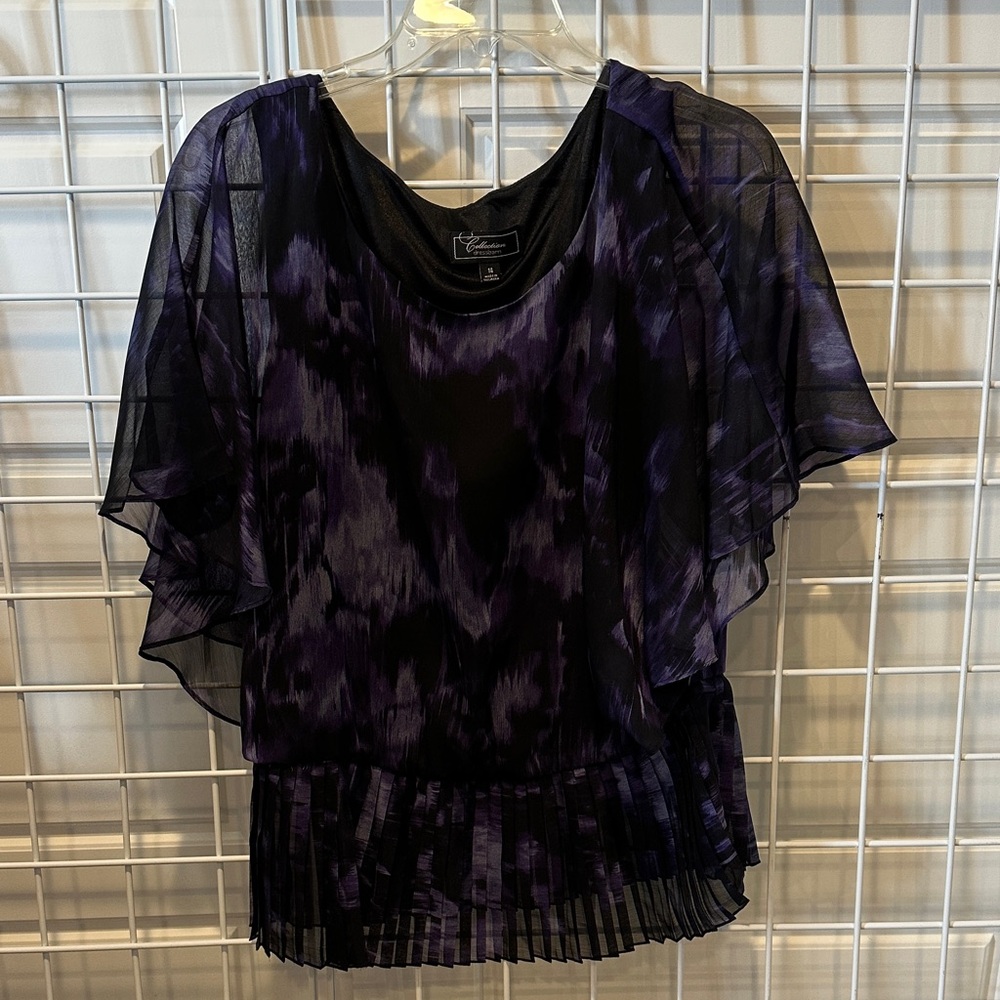 dressbarn Black and Purple Sheer Blouse
